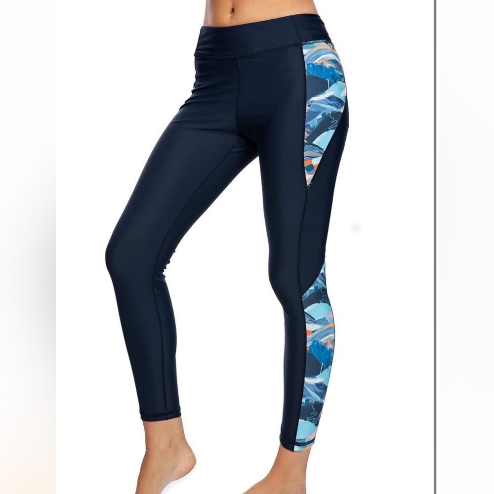 AXESEA High Waist Yoga Pants Compression Leggings Tummy Control Swim Tights NWT
